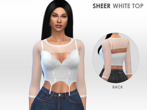 Sims 4 — Sheer White Top by Puresim — Sheer white long sleeve top.
