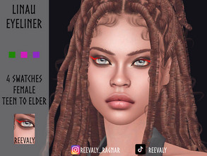 Sims 4 — Linau Eyeliner by Reevaly — 4 Swatches. Teen to Elder. Female. Base Game compatible. Please do not reupload.
