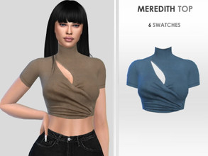 Sims 4 — Meredith Top by Puresim — Cut out cross top in 6 swatches.
