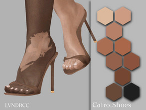 Sims 4 — Cairo Shoes by LVNDRCC — Elegant, formal matte silk sandals on a thin strap with shiny metal gold detail. in