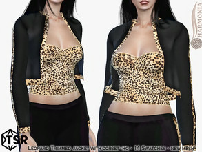 Sims 4 — Leopard Trimmed Jacket with Corset by Harmonia — New Mesh 14 Swatches HQ Please do not use my textures. Please