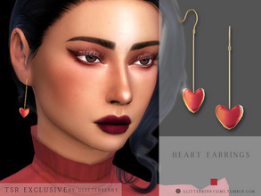 Sims 4 — Heart Earrings by Glitterberryfly — A valentine inspired heart earring set in gold