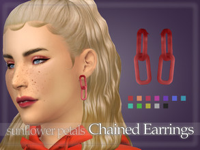 Sims 4 — Chained Earrings by SunflowerPetalsCC — A pair of chain shaped earrings in 12 colors. 