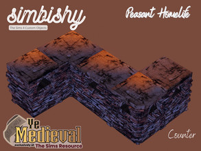 Sims 4 — Ye Medieval - Peasant Homelife - Counter by simbishy — Kitchen counters made of stacked bricks and rough wood.