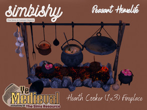 Sims 4 — Ye Medieval - Peasant Homelife - Hearth (1 x 3) Fireplace by simbishy — It may be big but it's still cozy at