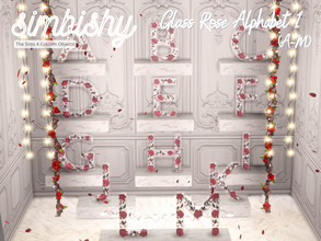 Sims 4 — Glass Rose Alphabet 1 (A - M) by simbishy — Set of alphabet letters A to M made of roses and lights encased in