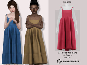 Sims 4 — May Dress by _Akogare_ — Akogare May Dress -8 Colors - New Mesh (All LODs) - All Texture Maps - HQ Compatible -