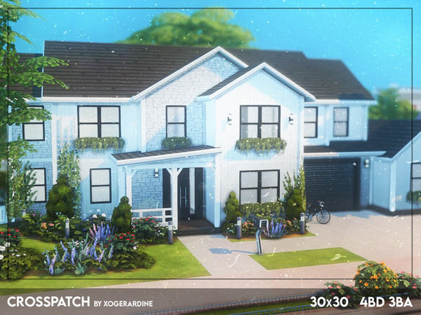 Sims 4 — Crosspatch (TSR only CC / shell) by xogerardine — Modern family house! x