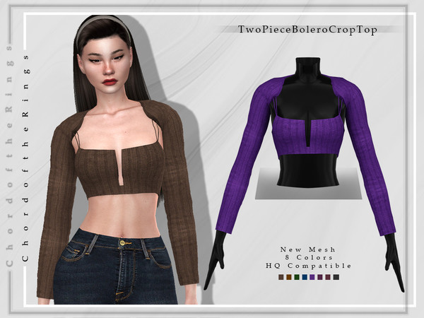 Sims 4 — ChordoftheRings Two Piece Bolero Crop Top T-357 by ChordoftheRings — ChordoftheRings Two Piece Bolero Crop Top