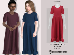 Sims 4 — Keira Dress by _Akogare_ — Akogare Keira Dress -8 Colors - New Mesh (All LODs) - All Texture Maps - HQ