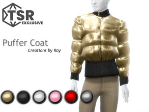 Sims 4 — Puffer Coat by RoyIMVU — Puffer coat with metallic sheen.