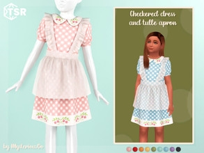 Sims 4 — Checkered dress and tulle apron by MysteriousOo — Checkered dress and tulle apron for kids in 9 colors