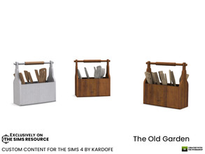 Sims 4 — The Old Garden Pallet box by kardofe — Wooden box, with wooden cooking utensils, in three colour options