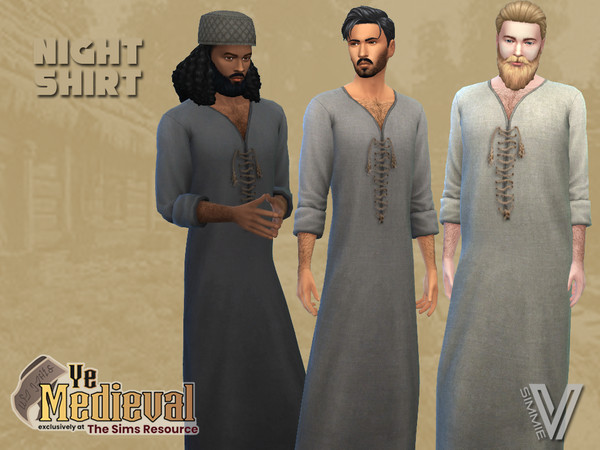 Sims 4 — Ye Medieval Night Shirt by SimmieV — Even the peasant class deserves a little comfort when it's time for bed.