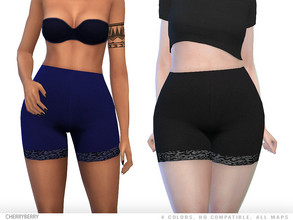 Sims 4 — Tamara - Lace Shorts by CherryBerrySim — High-waisted shorts with lace trim detail for female sims.