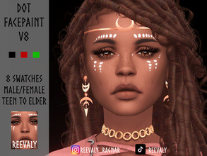Sims 4 — Dot Facepaint V8 by Reevaly — 8 Swatches. Teen to Elder. Male and Female. Base Game compatible. Please do not