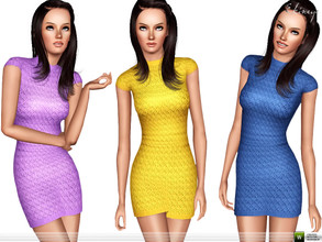 Sims 3 — Cap Sleeve Knit Mini Dress by ekinege — Textured knit mini dress with mock neck and cap sleeve.