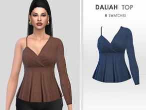 Sims 4 — Daliah Top by Puresim — Cotton top in 8 swatches.