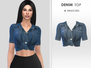 Sims 4 — Denim Top by Puresim — Denim top in 4 swatches.