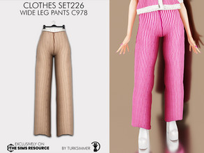 Sims 4 — Clothes SET226 - Wide Leg Pants C978 by turksimmer — 8 Swatches Compatible with HQ mod Works with all of skins