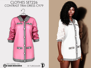 Sims 4 — Clothes SET226 - Contrast Trim Dress C979 by turksimmer — 11 Swatches Compatible with HQ mod Works with all of