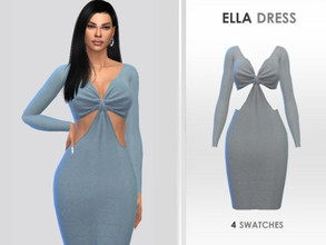 Sims 4 — Ella Dress by Puresim — Cut out long sleeve dress in 4 swarches.