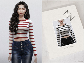 Sims 4 — STRIPED SWEATER by ZNsims — The design details of this blouse are: stripes, contrasting colors. 10 colors. 