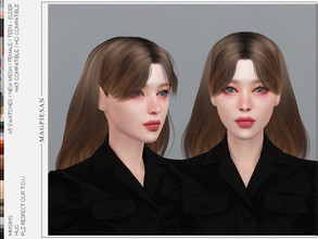 Sims 4 — Hug Hair by magpiesan — Medium-long hairstyle in 65 colors for Female. HQ compatible and hat chops included.