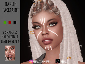 Sims 4 — Marlin Facepaint by Reevaly — 8 Swatches. Teen to Elder. Male and Female. Base Game compatible. Please do not