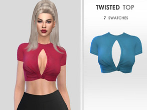 Sims 4 — Twisted Top by Puresim — Cut out twist detail top in 7 swatches.