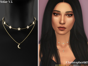 Sims 4 — Solar Necklace V2 by christopher0672 — This is a galactic set of diamond-studded star and moon pendant layered