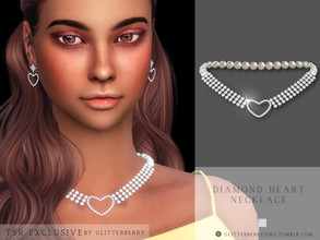 Sims 4 — Diamond Heart Necklace by Glitterberryfly — A diamond encrusted heart necklace 