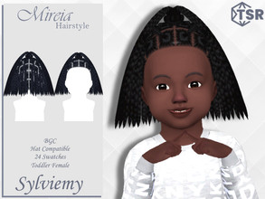 Sims 4 — Mireia Hairstyle (Toddler) by Sylviemy — Long Braids New Mesh Maxis Match All Lods Base Game Compatible Hat