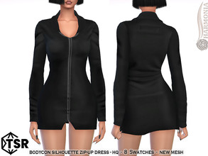 Sims 4 — Bodycon Silhouette Zip-up Dress by Harmonia — New Mesh 8 Swatches HQ Please do not use my textures. Please do