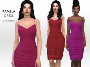 Sims 4 — Pamela Dress by Puresim — Ruched bodycon dress in 5 swatches.