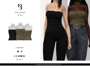 Sims 4 — Bandeau Neckline Button Front Top by Bill_Sims — This top features a button front detail and bandeau neckline! -