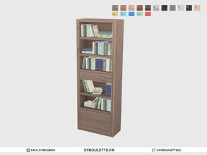 Sims 4 — Highschool Classroom - Bookcase (one tile) by Syboubou — Bookshelf cluttered with books available in 16