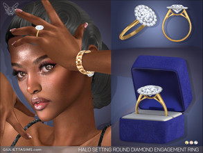 Sims 4 — Halo Setting Round Diamond Engagement Ring by feyona — Halo Setting Round Diamond Engagement Ring comes with 3