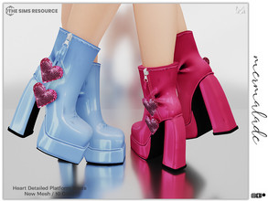 Sims 4 — Heart Detailed Platform Boots S109 by mermaladesimtr — New Mesh 10 Swatches All Lods All Maps Teen to Elder For