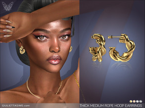 Sims 4 — Thick Medium Rope Earrings by feyona — Thick Medium Rope Earrings come in 4 colors of metal: yellow gold, white