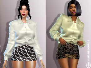 Sims 4 — Satin Shirt DO717 by DOLilac — Custom thumbnail New Mesh 5 Colors Adult-Elder-Teen-Young Adult For Female