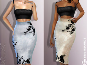 Sims 4 — Lace Floral Embroidered Midi Skirt DO720 by DOLilac — Custom thumbnail New Mesh 4 Colors Adult-Elder-Teen-Young