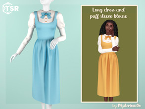 Sims 4 — Long dress and puff sleeve blouse by MysteriousOo — Long dress and puff sleeve blouse in 12 colors