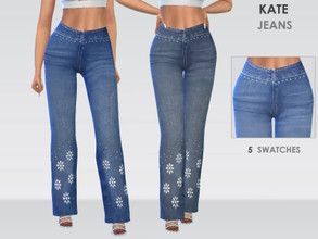 Sims 4 — Kate Jeans by Puresim — Denim studded jeans in 5 swatches.