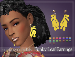 Sims 4 — Funky Leaf Earrings by SunflowerPetalsCC — A pair of leaf shaped earrings in 16 colors.