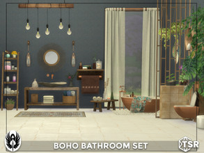 Sims 4 — Boho Bathroom Set by nemesis_im — Sets of furniture from Boho Bathroom Set This set includes 8 items: - Toilet -