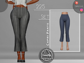 Sims 4 — SET 225 - Capri Pants by Camuflaje — Fashion trendy cute set that includes a T-Shirt with a neck bow & Capri