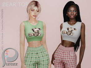 Sims 4 — Bear top by pizazz — Sims 4. Base Game fits all-sized sims. Summer shirt, Bear top. Make it your own style! Sims