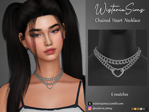 Sims 4 — Chained Heart Necklace by WisteriaSims — **FOR WOMAN **NEW MESH *TEEN TO ELDER - Necklace Category - 6 swatches