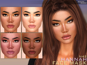 Sims 4 — [Patreon] Hannah Face Mask N42 by MagicHand — Cute face with freckles in 5 skin color variations - HQ